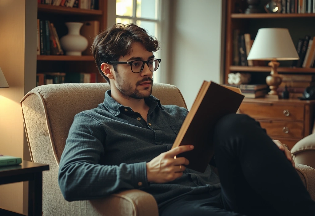 Persona che riflette con un libro